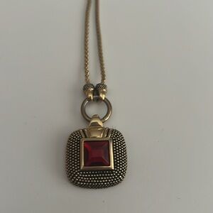 Antique fashion necklace with red stone